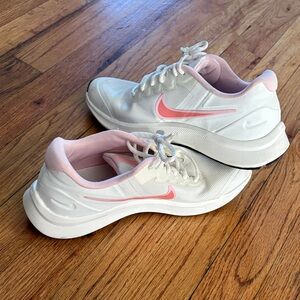Nike Women's Cream and Pink Sneakers